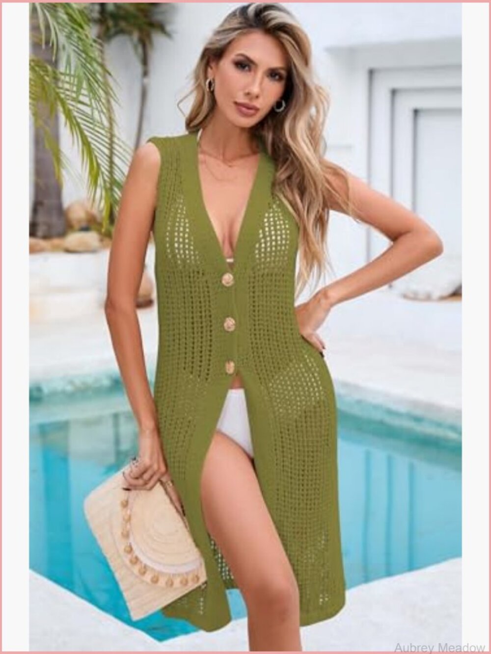 Crochet Sleeveless Cardigan Summer Hollow Out Long Vest Boho Beach Swim Cover Up - Picture 5 of 7